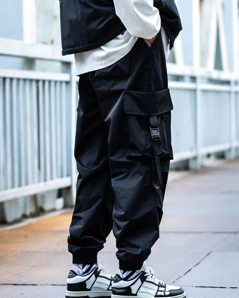 Chic Black Cargo Pants -  adjustable waistband - Stylish Black Cargo Pants with Functional Pockets