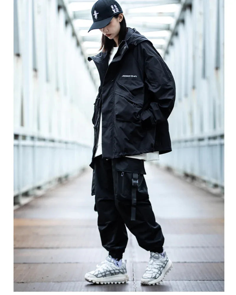 Chic Black Cargo Pants -  polyester cargo pants - Stylish Black Cargo Pants with Functional Pockets