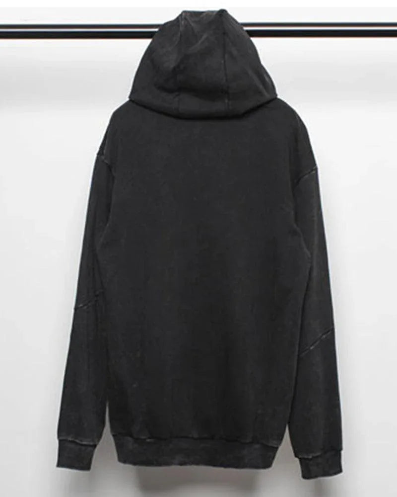 Chic Black Denim Hoodie -  techwear apparel - Chic Black Denim Hoodie for Casual Comfort