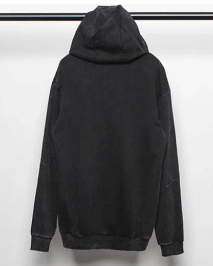 Chic Black Denim Hoodie -  techwear apparel - Chic Black Denim Hoodie for Casual Comfort