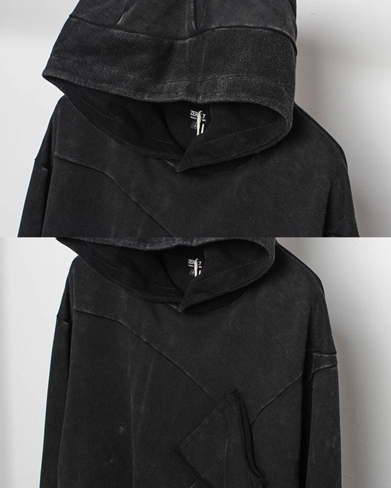 Chic Black Denim Hoodie - black hoodie - Chic Black Denim Hoodie for Casual Comfort