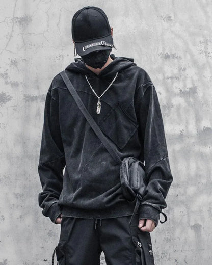 Chic Black Denim Hoodie -  casual wear - Chic Black Denim Hoodie for Casual Comfort