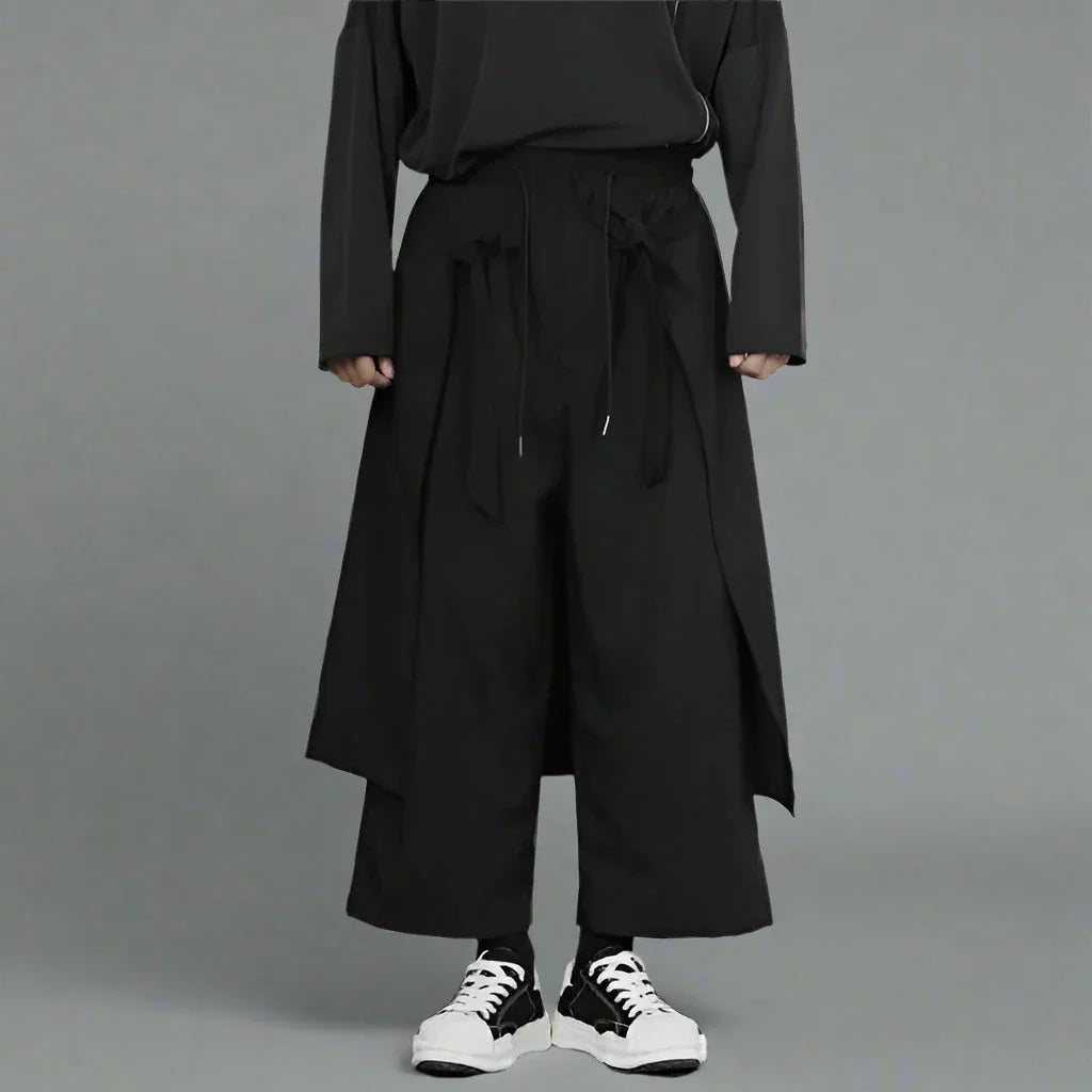 Chic Black Hakama Pants -  comfortable wide-leg pants - Chic Black Hakama Pants for Easy Streetwear Style