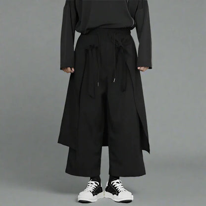 Chic Black Hakama Pants -  comfortable wide-leg pants - Chic Black Hakama Pants for Easy Streetwear Style