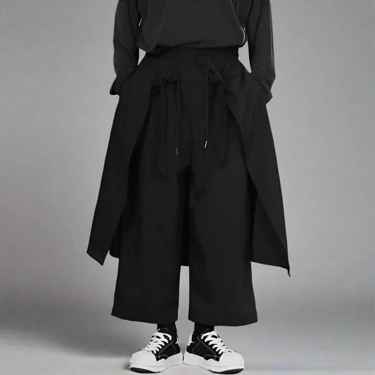 Chic Black Hakama Pants - hakama pants - Chic Black Hakama Pants for Easy Streetwear Style