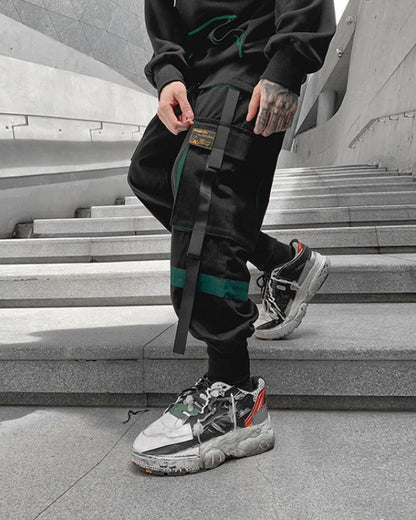 Chic Black Patchwork Cargo Pants -  machine washable cargo pants - Chic Black Patchwork Cargo Pants for Comfort