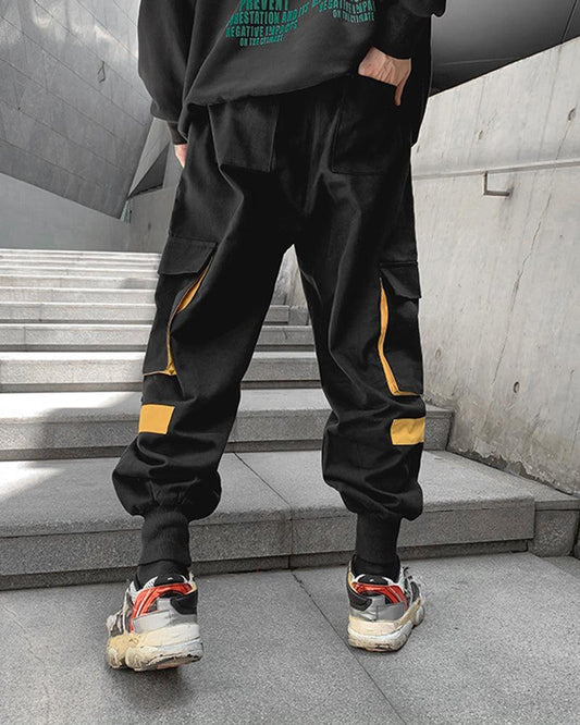 Chic Black Patchwork Cargo Pants - stylish cargo pants - Chic Black Patchwork Cargo Pants for Comfort