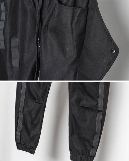 Chic Black Patchwork Cargo Trousers -  comfortable urban trousers - Stylish Black Patchwork Cargo Trousers for All