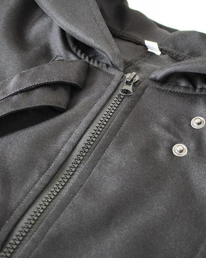 Chic Black Ribbon Cosplay Jacket -  techwear fashion - Chic Black Ribbon Cosplay Jacket for Everyday Wear