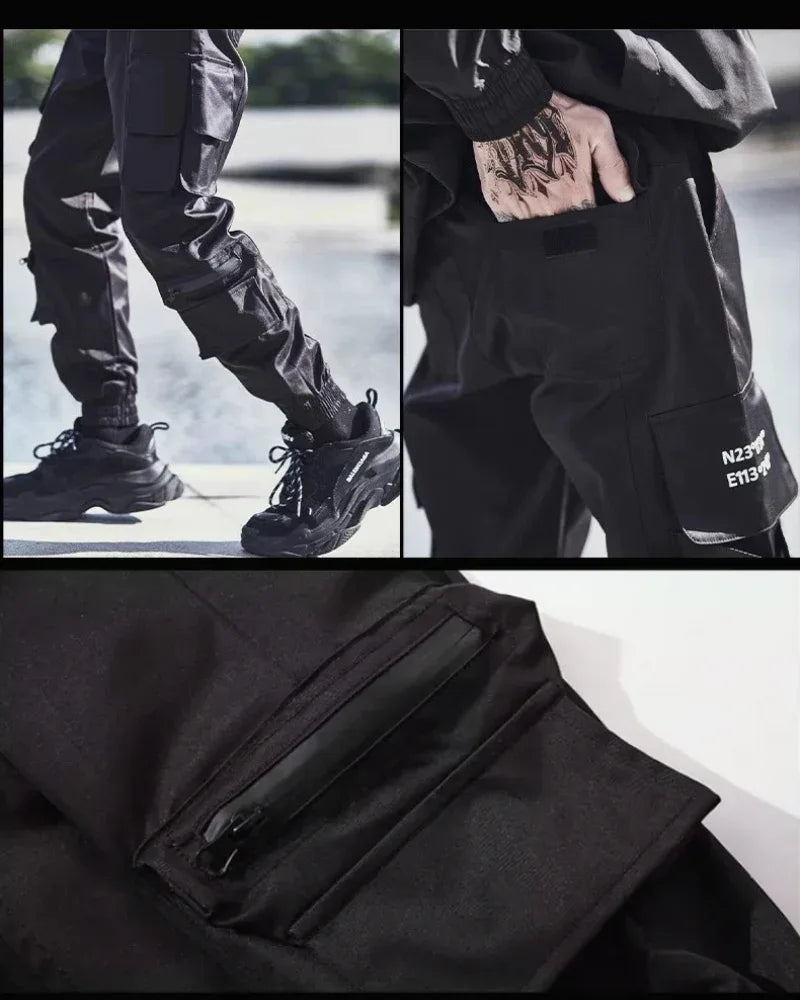 Chic Black Tech Cargo Pants -  slim fit - Chic Black Tech Cargo Pants for Modern Style
