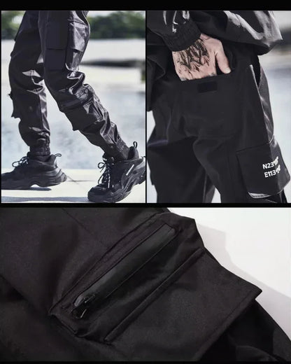 Chic Black Tech Cargo Pants -  slim fit - Chic Black Tech Cargo Pants for Modern Style
