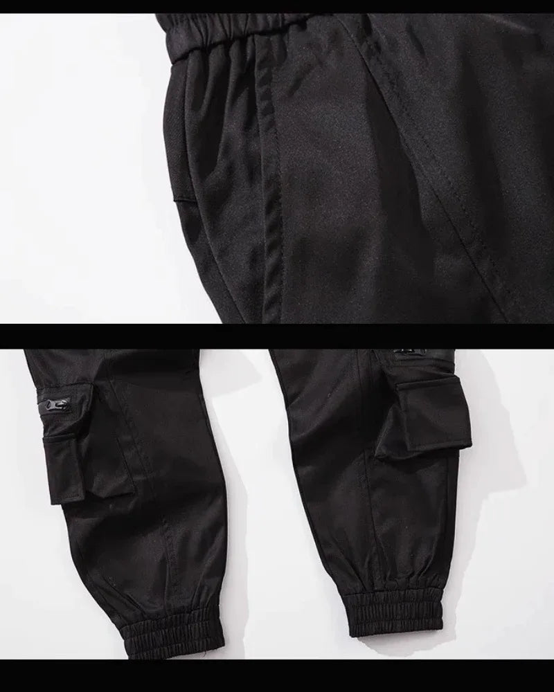 Chic Black Tech Cargo Pants -  techwear - Chic Black Tech Cargo Pants for Modern Style