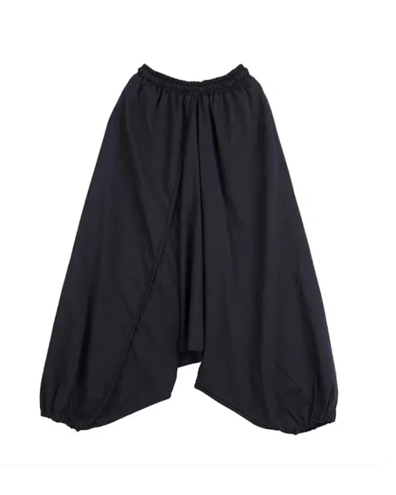 Chic Black Techwear Hakama Pants - hakama pants - Chic Black Techwear Hakama Pants for Modern Style