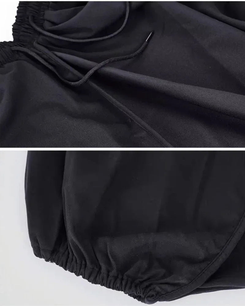 Chic Black Techwear Hakama Pants - modern japanese hakama pants - Chic Black Techwear Hakama Pants for Modern Style