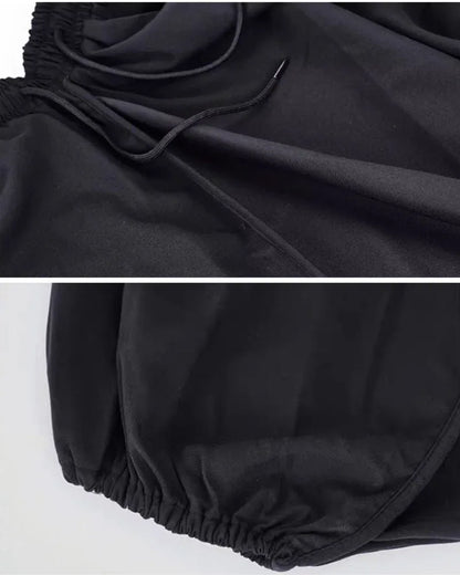 Chic Black Techwear Hakama Pants - modern japanese hakama pants - Chic Black Techwear Hakama Pants for Modern Style