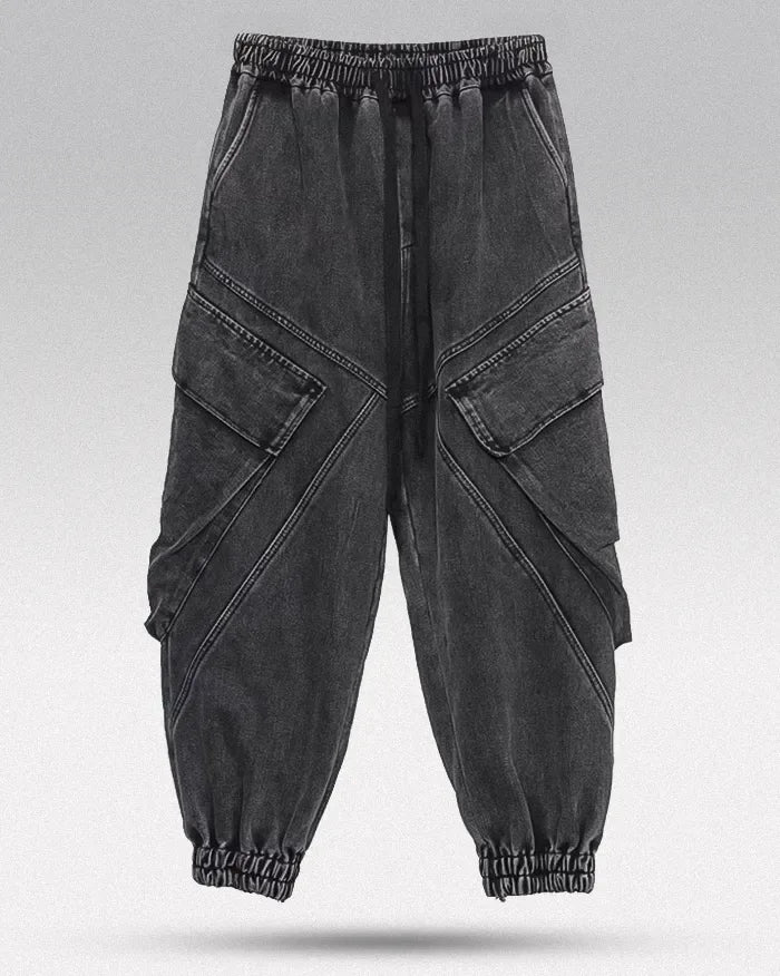 Chic Black Washed Trousers -  oversized cargo trousers - Chic Black Washed Trousers for Modern Style