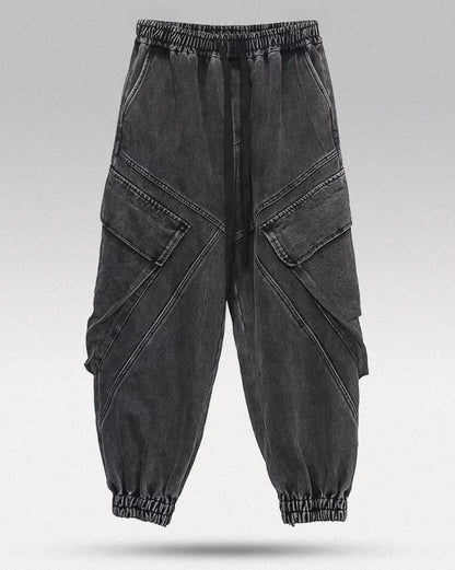 Chic Black Washed Trousers -  oversized cargo trousers - Chic Black Washed Trousers for Modern Style