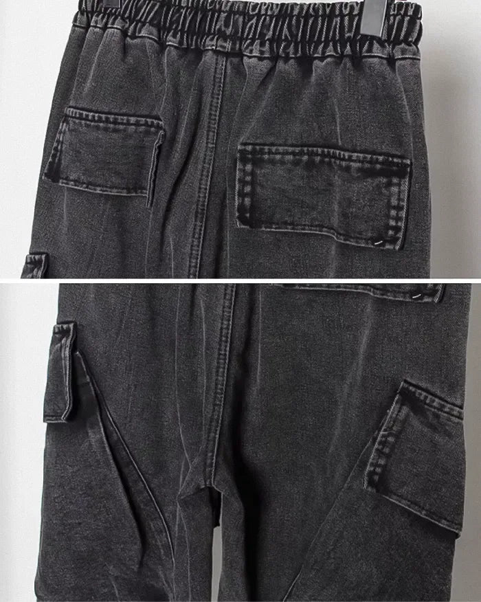 Chic Black Washed Trousers -  streetwear - Chic Black Washed Trousers for Modern Style