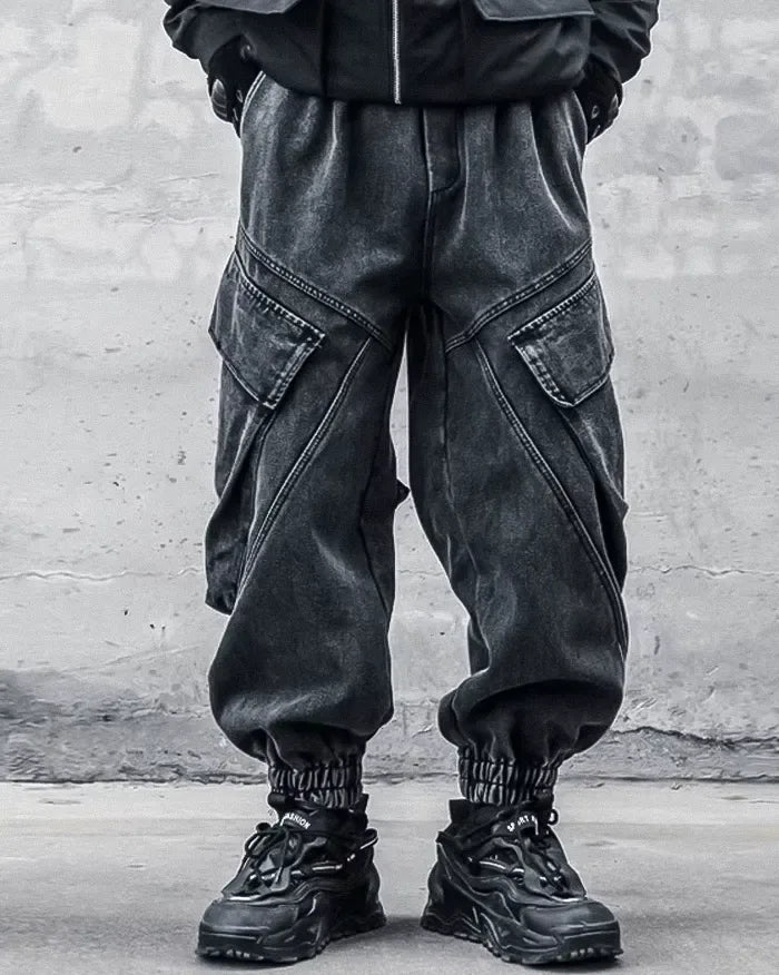 Chic Black Washed Trousers - urban style pants - Chic Black Washed Trousers for Modern Style