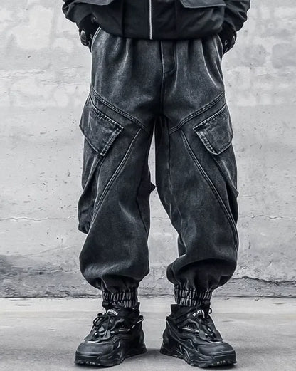 Chic Black Washed Trousers - urban style pants - Chic Black Washed Trousers for Modern Style