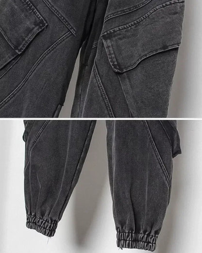 Chic Black Washed Trousers -  washed pants - Chic Black Washed Trousers for Modern Style