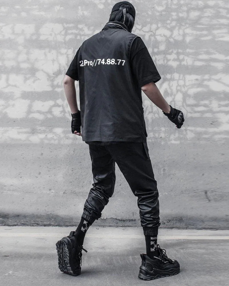Chic Black Waxed Cargo Trousers -  stylish pants - Chic Black Waxed Cargo Trousers for Everyday Wear