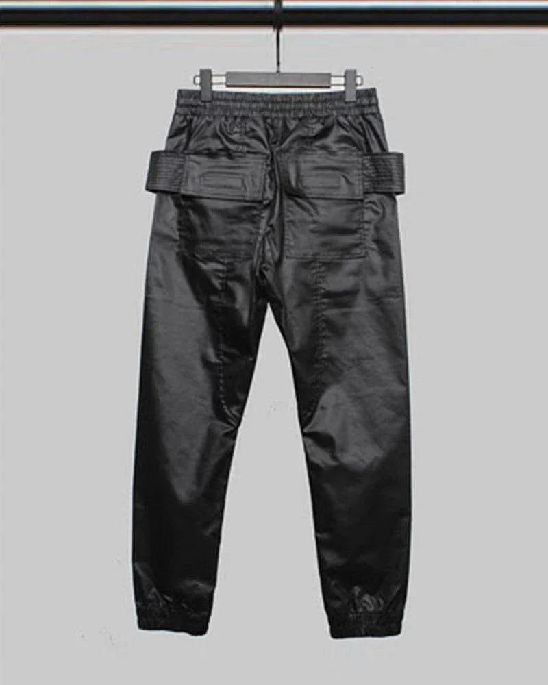Chic Black Waxed Cargo Trousers - water resistant cargo pants - Chic Black Waxed Cargo Trousers for Everyday Wear