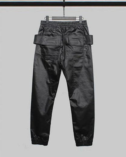 Chic Black Waxed Cargo Trousers - water resistant cargo pants - Chic Black Waxed Cargo Trousers for Everyday Wear