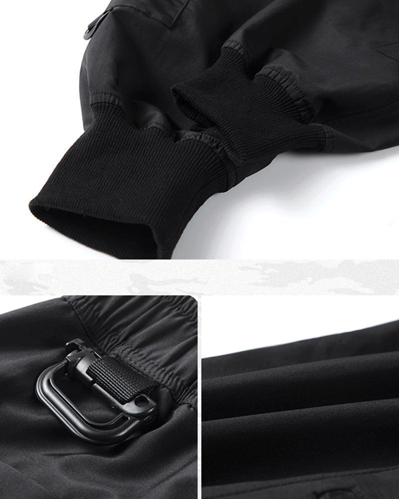 Chic Black Zip Pocket Cargo -  black cargo - Chic Black Zip Pocket Cargo Pants for Men