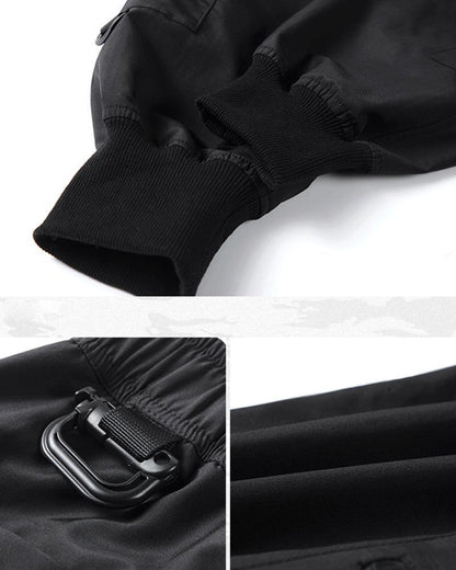 Chic Black Zip Pocket Cargo -  black cargo - Chic Black Zip Pocket Cargo Pants for Men