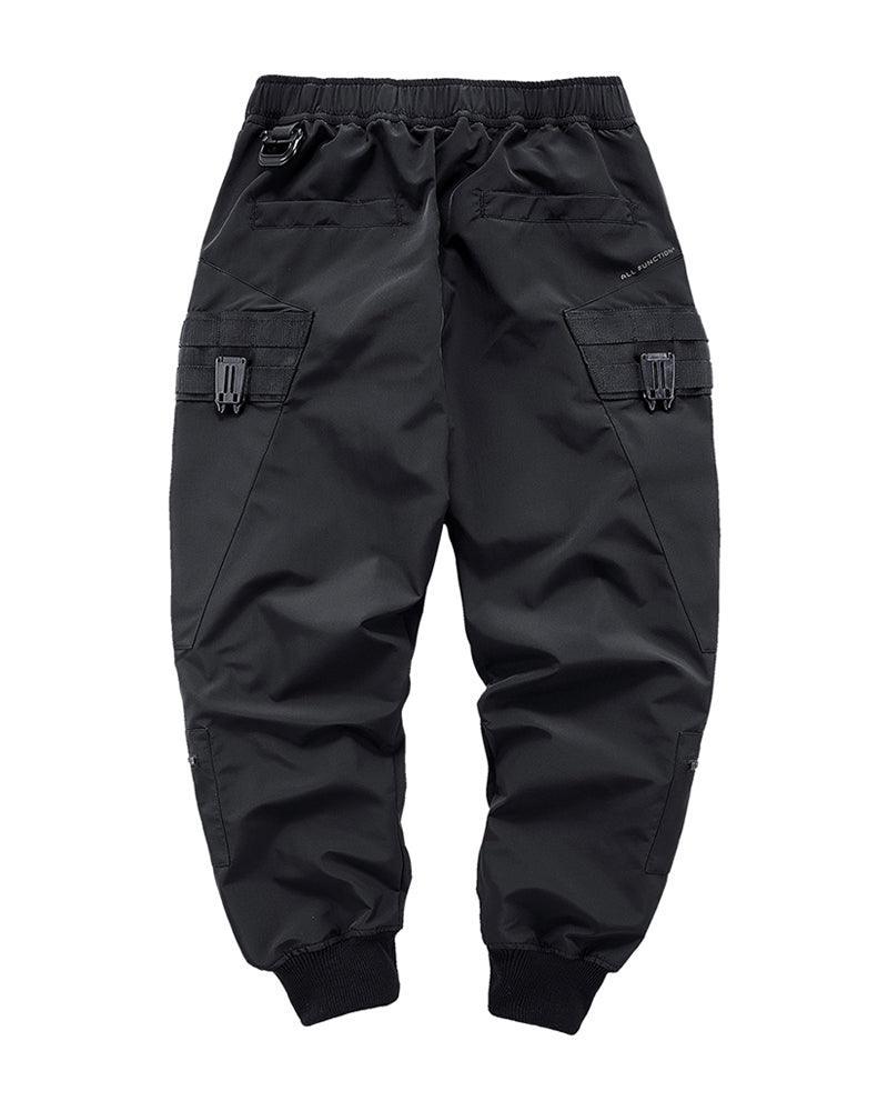 Chic Black Zip Pocket Cargo -  black cargo - Chic Black Zip Pocket Cargo Pants for Men