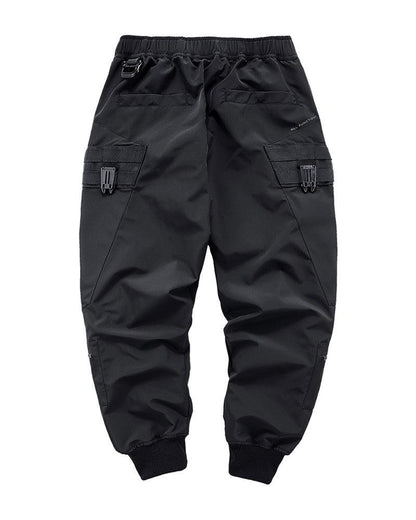 Chic Black Zip Pocket Cargo -  black cargo - Chic Black Zip Pocket Cargo Pants for Men
