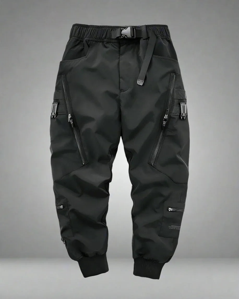 Chic Black Zip Pocket Cargo - breathable fabric pants - Chic Black Zip Pocket Cargo Pants for Men