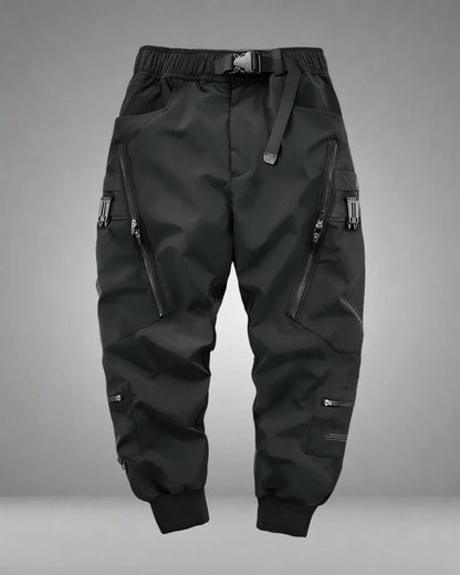 Chic Black Zip Pocket Cargo - breathable fabric pants - Chic Black Zip Pocket Cargo Pants for Men
