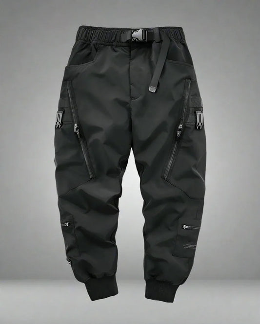 Chic Black Zip Pocket Cargo - breathable fabric pants - Chic Black Zip Pocket Cargo Pants for Men