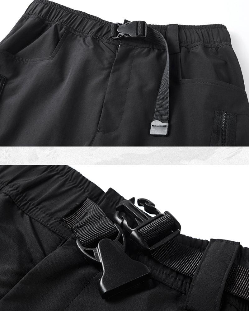 Chic Black Zip Pocket Cargo -  zip pocket - Chic Black Zip Pocket Cargo Pants for Men