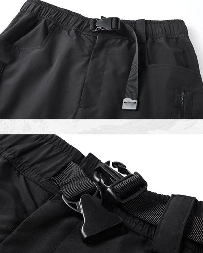 Chic Black Zip Pocket Cargo -  zip pocket - Chic Black Zip Pocket Cargo Pants for Men