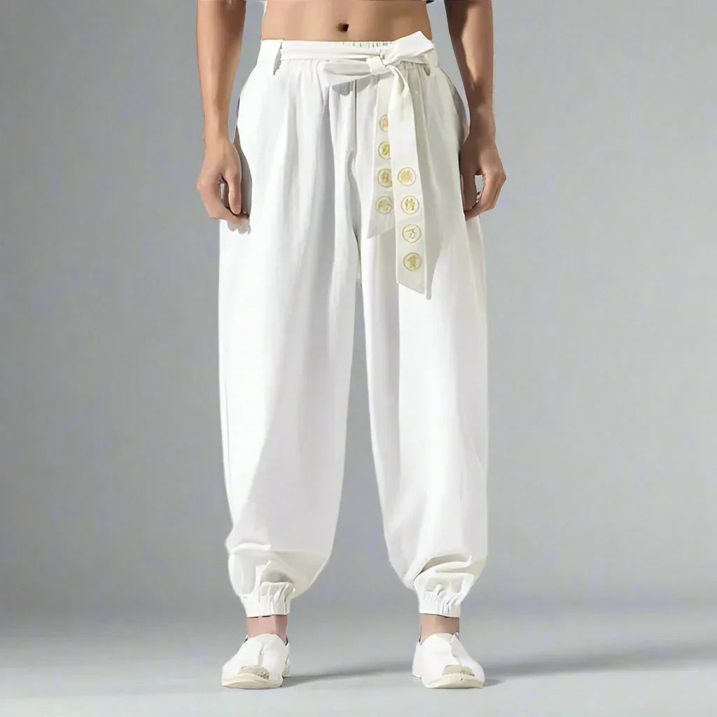 Chic Bohemian Flowy Trousers -  drawstring trousers - Chic Bohemian Flowy Trousers for Stylish Comfort
