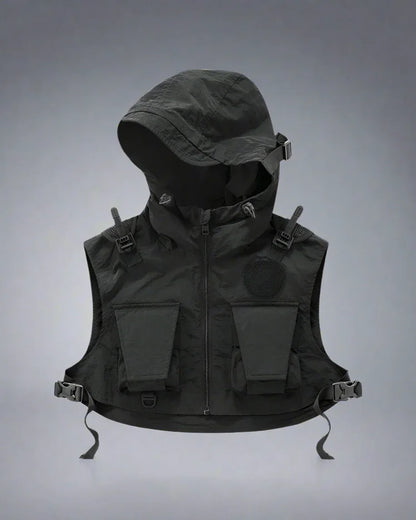 Chic Cargo Crop Vest - black vest - Chic Cargo Crop Vest for Casual Style