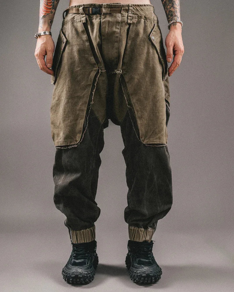 Chic Color-Block Cargo Pants - cargo pants - Chic Color-Block Cargo Pants for Comfort and Style