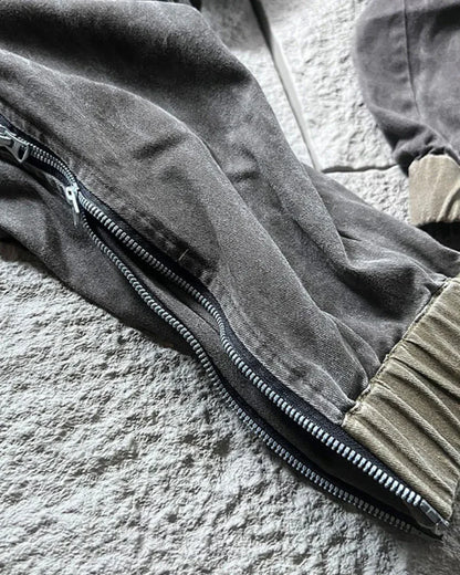 Chic Color-Block Cargo Pants -  drawstring pants - Chic Color-Block Cargo Pants for Comfort and Style