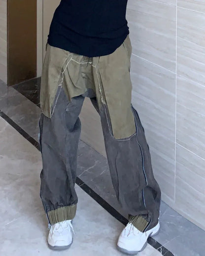 Chic Color-Block Cargo Pants -  outdoor cargo pants - Chic Color-Block Cargo Pants for Comfort and Style