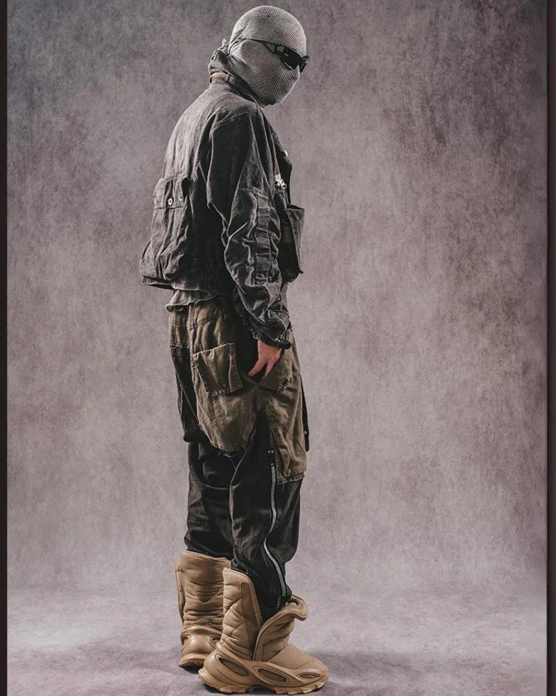 Chic Color-Block Cargo Pants -  outdoor wear - Chic Color-Block Cargo Pants for Comfort and Style