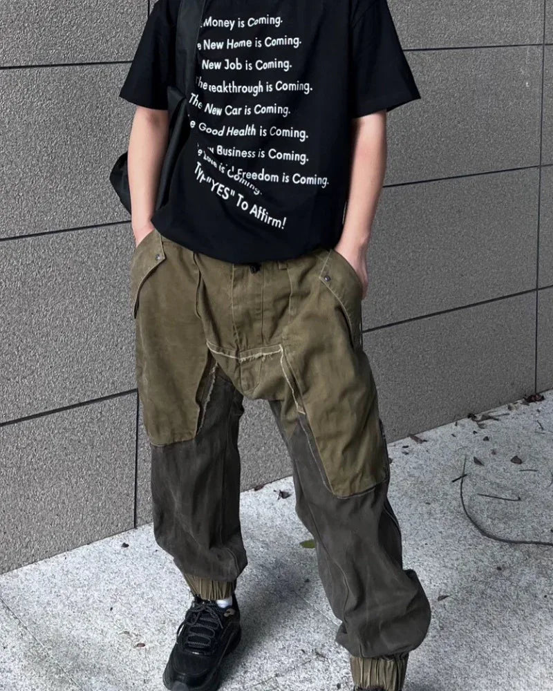 Chic Color-Block Cargo Pants -  urban style - Chic Color-Block Cargo Pants for Comfort and Style