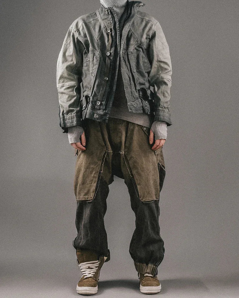 Chic Color-Block Cargo Pants -  urban style - Chic Color-Block Cargo Pants for Comfort and Style