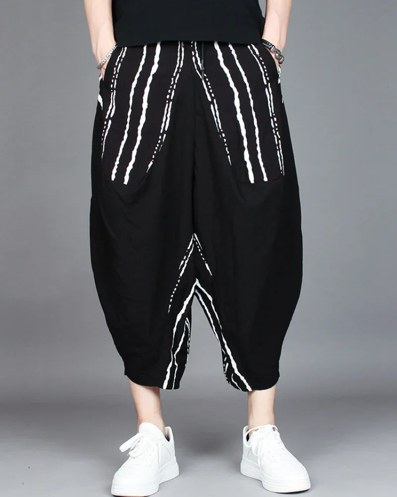 Chic Colorblock Harem Trousers - colorblock trousers - Stylish Colorblock Harem Trousers for Modern Wear