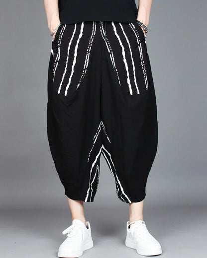 Chic Colorblock Harem Trousers - colorblock trousers - Stylish Colorblock Harem Trousers for Modern Wear