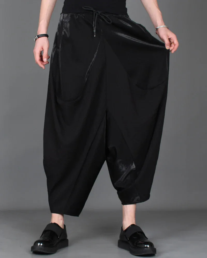 Chic Colorblock Harem Trousers -  cotton polyester trousers - Stylish Colorblock Harem Trousers for Modern Wear