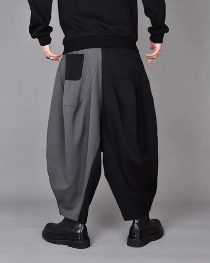 Chic Colorblock Harem Trousers -  cotton polyester trousers - Stylish Colorblock Harem Trousers for Modern Wear