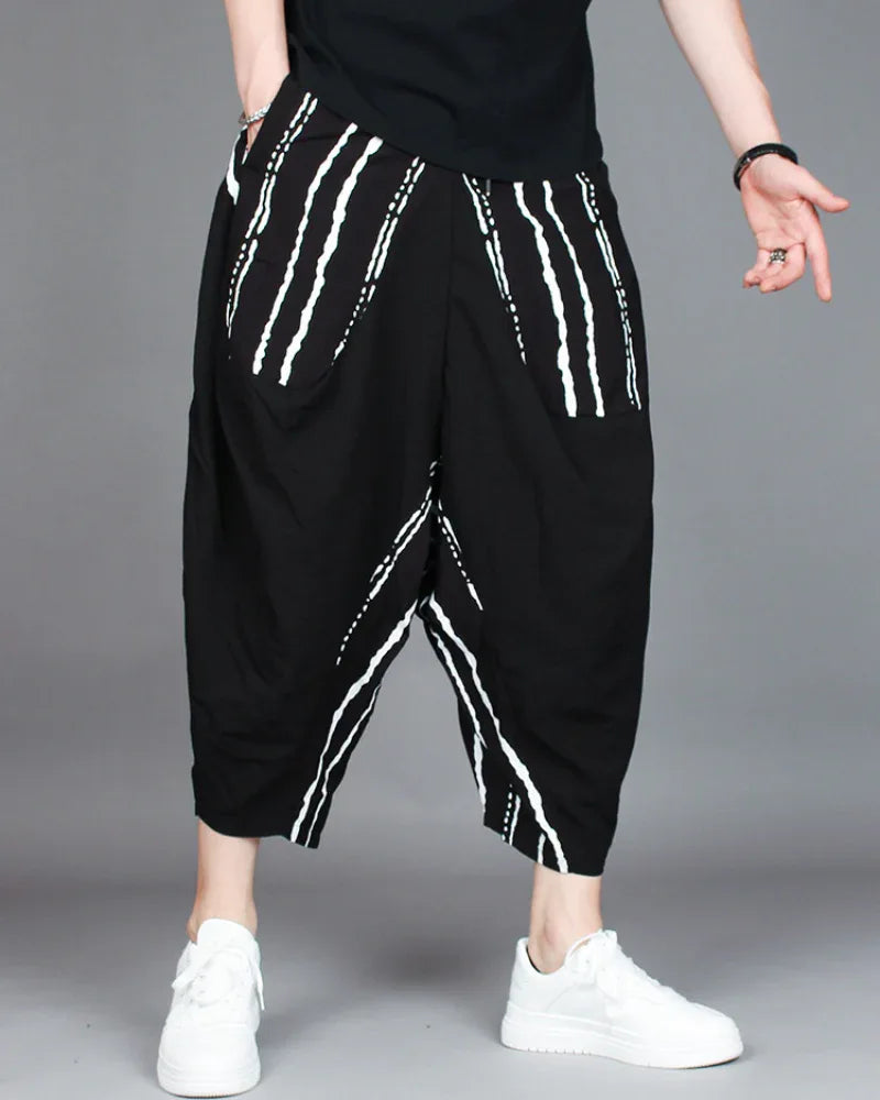 Chic Colorblock Harem Trousers -  harem pants - Stylish Colorblock Harem Trousers for Modern Wear